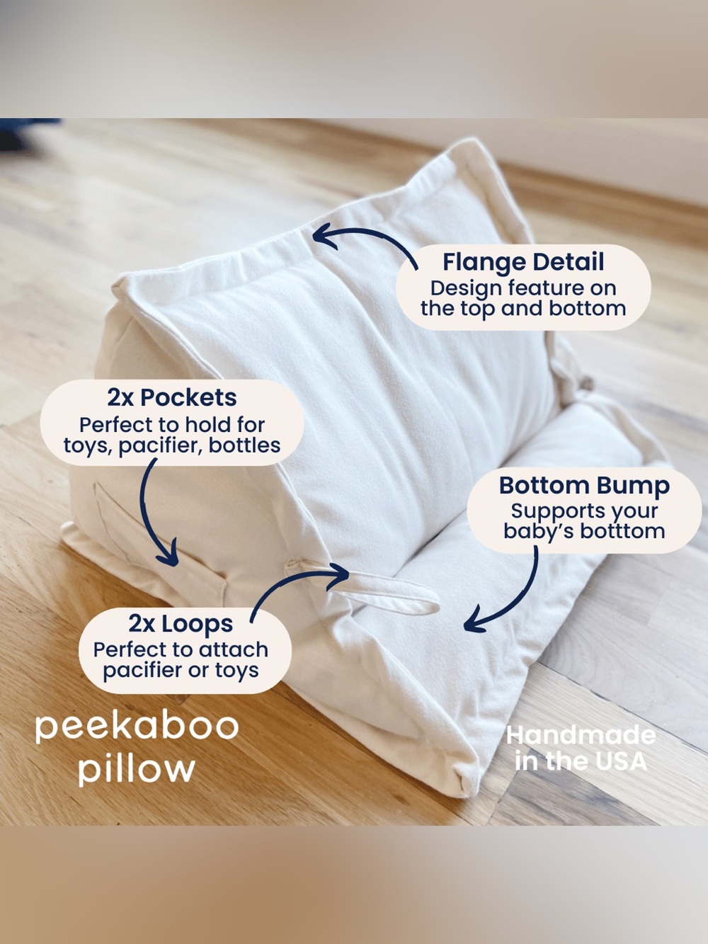 Peekaboo Pillow Original Tummy Time Breastfeeding Bonding Ivory Newborn Baby